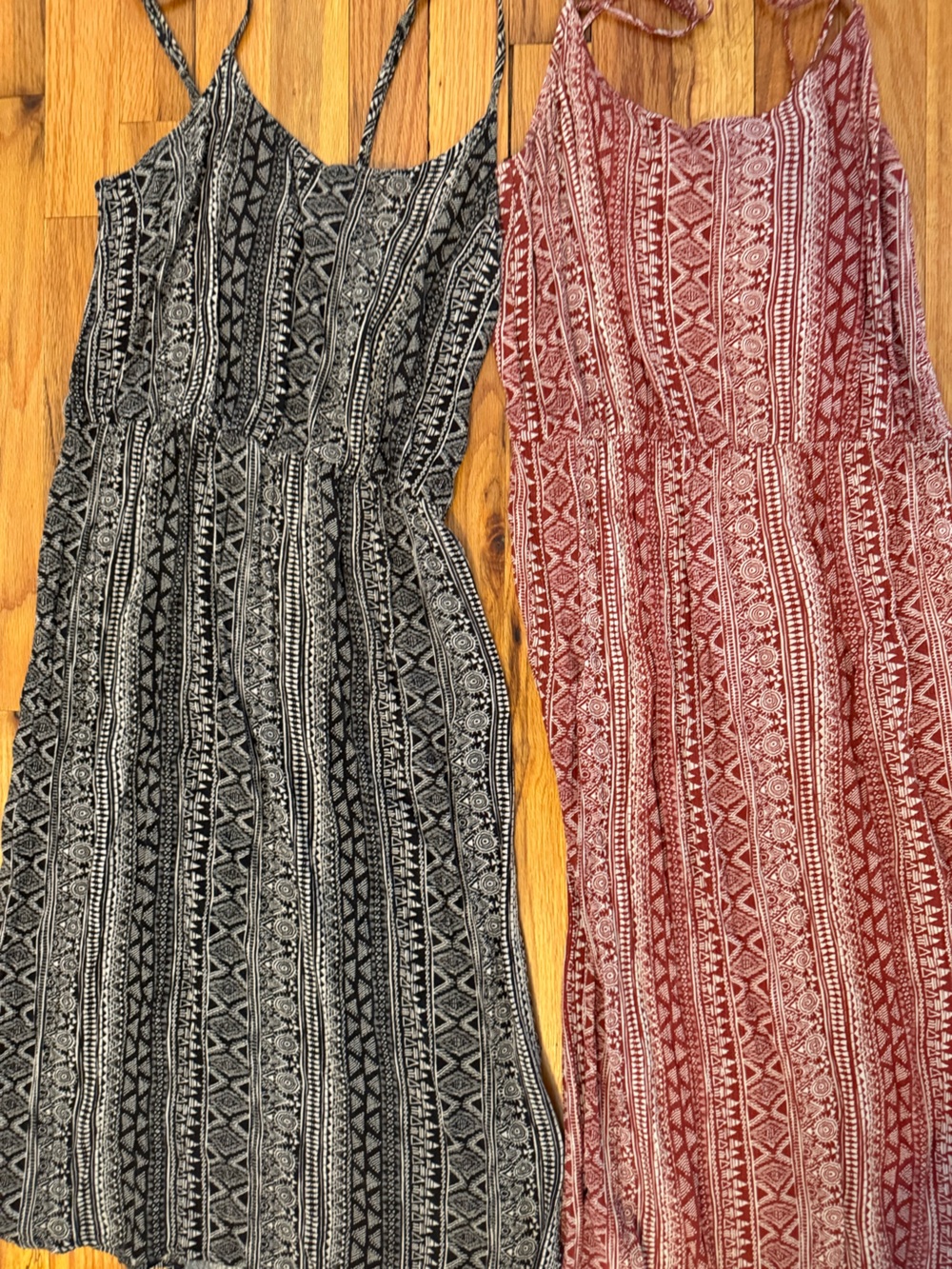 Forever 21 Black & Red Printed Spaghetti Strap Dresses